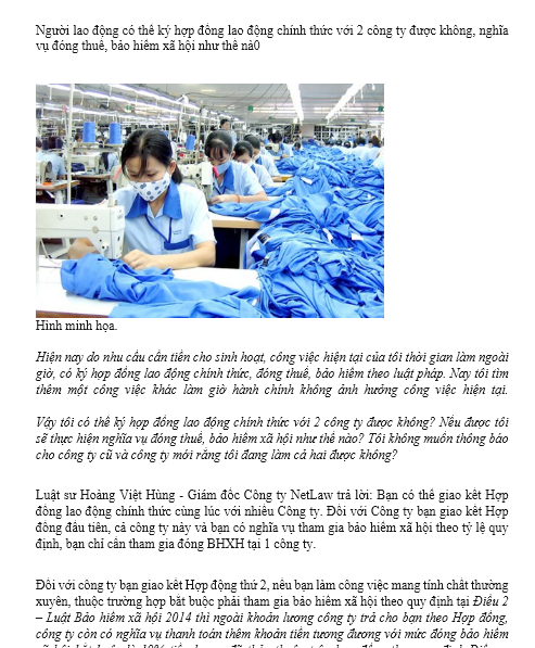 Cùng lúc ký hợp đồng lao động với 2 công ty được không?