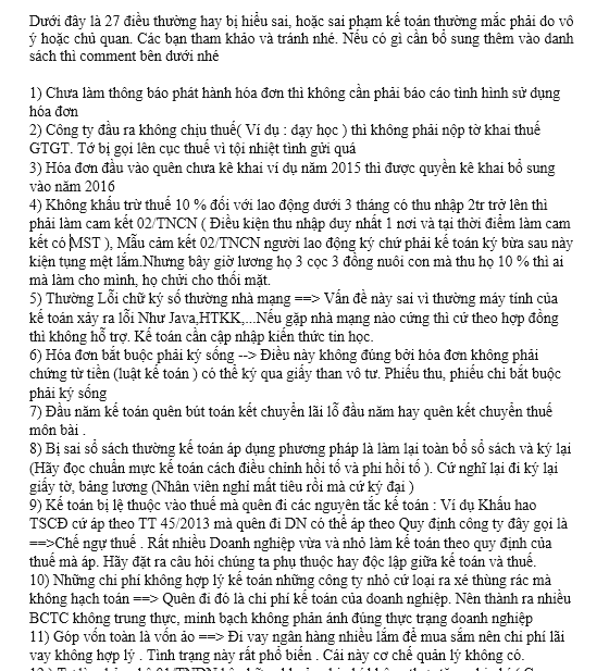27 điều kế toán ít quan tâm nhưng lại vô cùng quan trọng