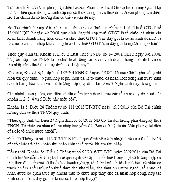 Văn phòng đại diện nước ngoài phải nộp thuế gì?