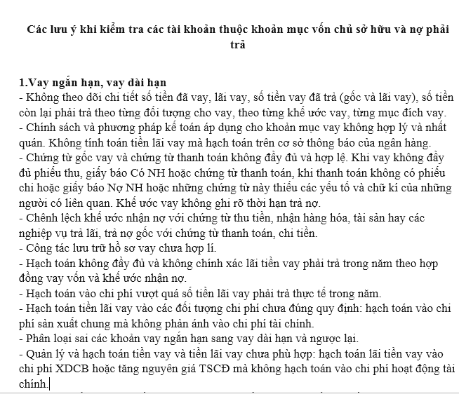 Kỹ thuật kiểm tra các tài khoản phần nguồn vốn trên báo cáo tài chính