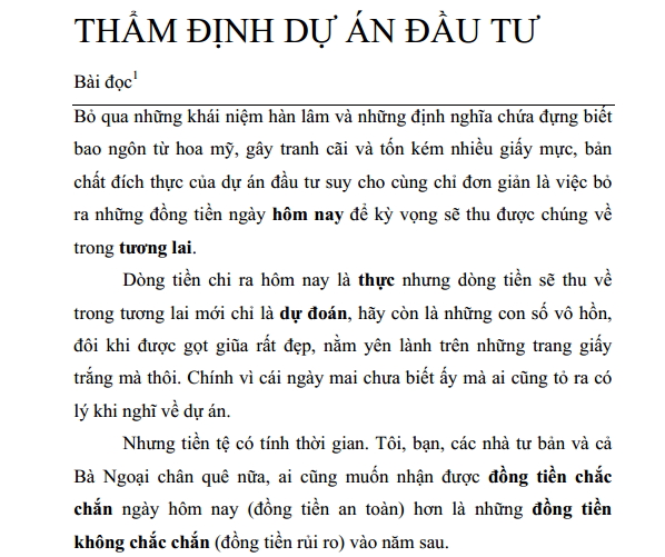Tài liệu thẩm định dự án đầu tư rất chi tiết