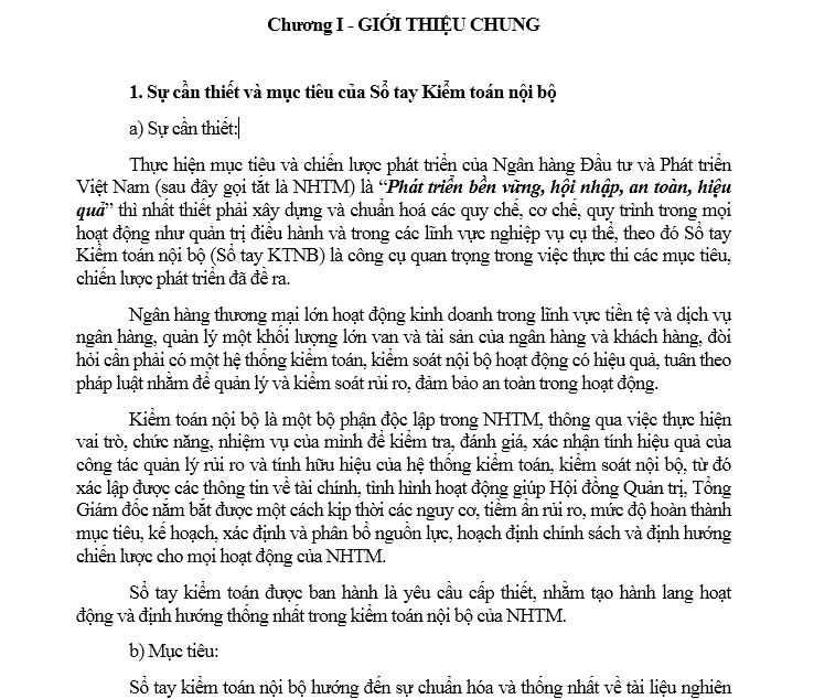 Tài liệu kiểm soát nội bộ