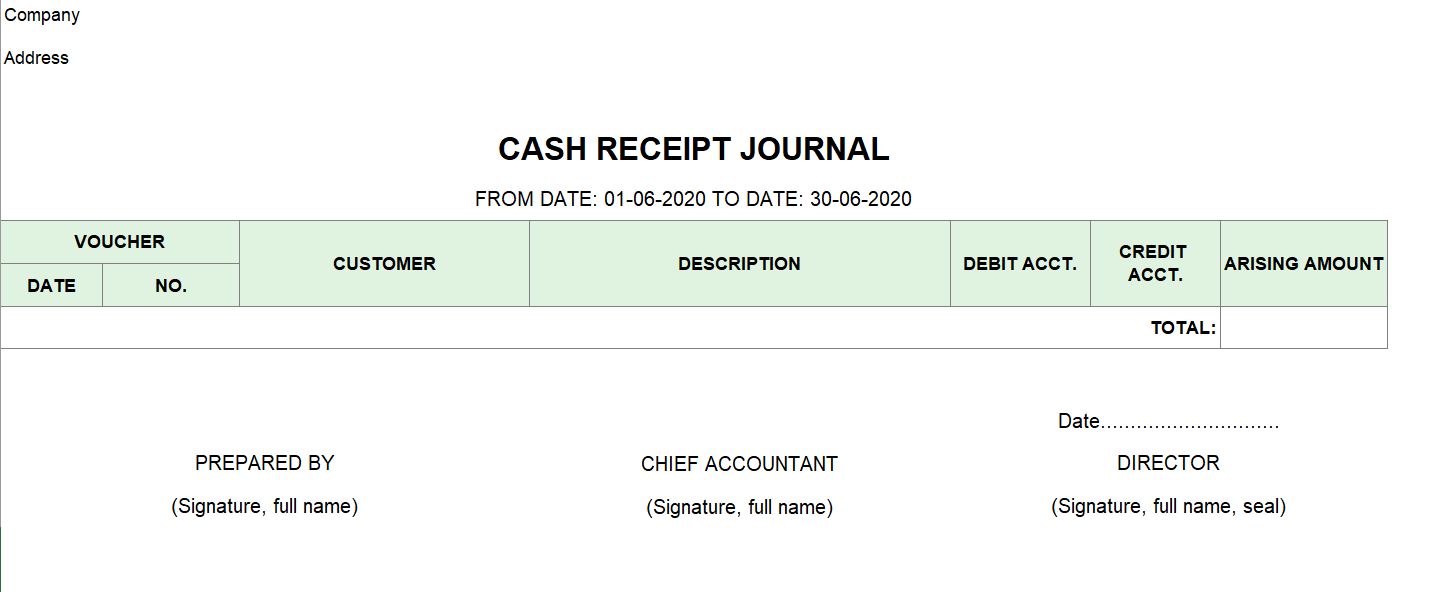 Mẫu sổ nhật ký thu tiền bán hàng ( TIẾNG ANH)