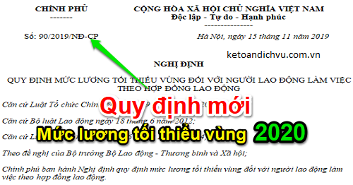 Mức lương tối thiểu vùng 2020 theo Nghị định 90/2019/NĐ-CP
