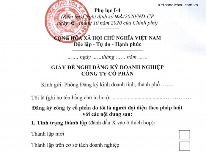 Thay đổi mẫu Giấy đề nghị đăng ký doanh nghiệp từ 15/10/2020
