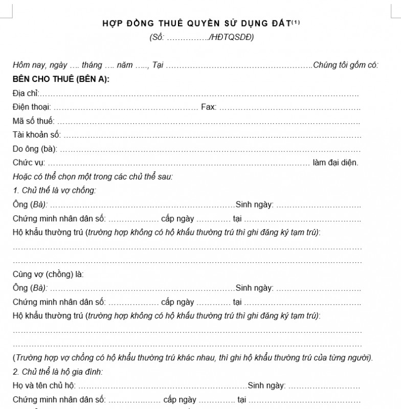 Hợp đồng thuê đất