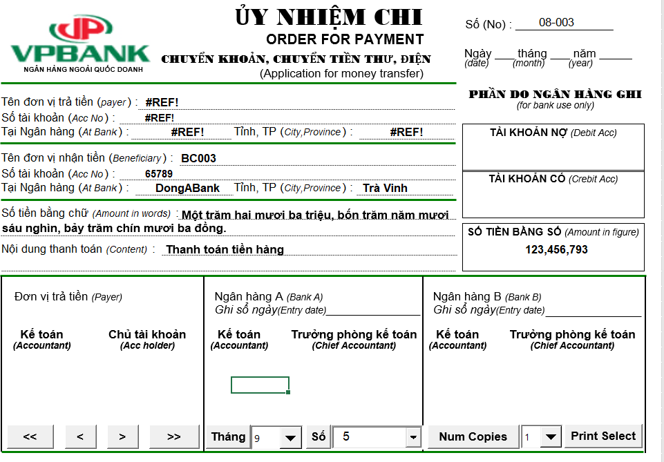Mẫu giấy ủy nhiệm chi ngân hàng VP Bank