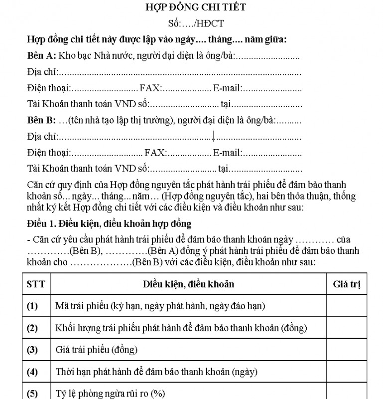 Mẫu hợp đồng chi tiết