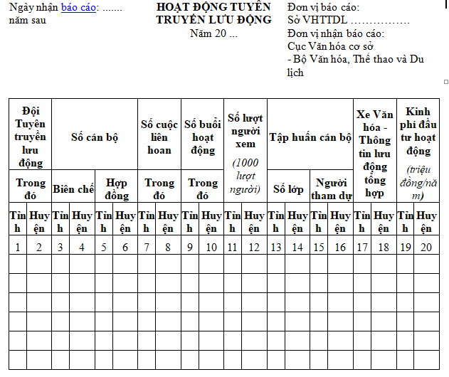 Mẫu báo cáo hoạt động tuyên truyền lưu động