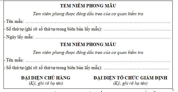 Mẫu tem niêm phong