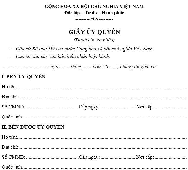 MẪU GIẤY ỦY QUYỀN MẪU GIẤY ỦY QUYỀN